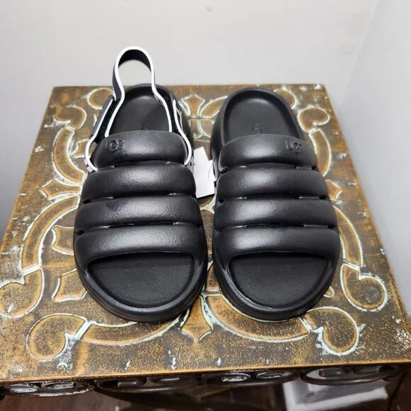 UGG Girl's Sport Yeah Slide Slingback Sandals Shoes Black Size 13