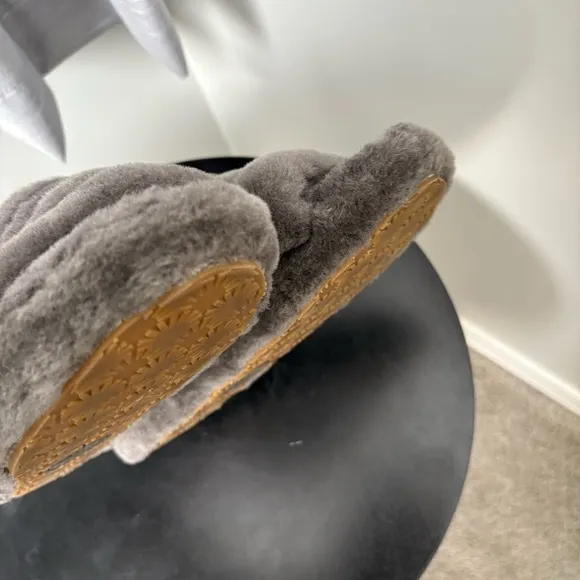 UGG Gray Fluff Slingback Slippers