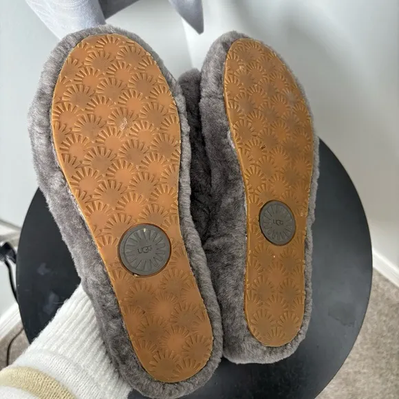 UGG Gray Fluff Slingback Slippers