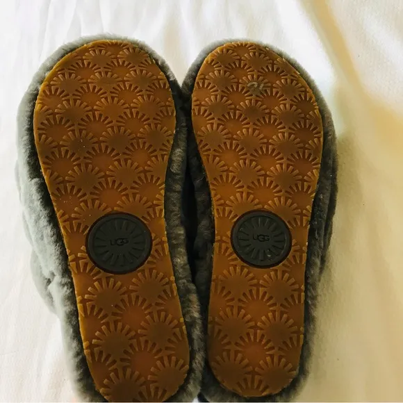UGG Gray Fluffy Slippers