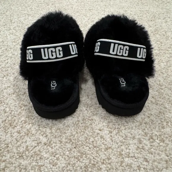 UGG Kids 12 Black Funkette Slippers- New in box