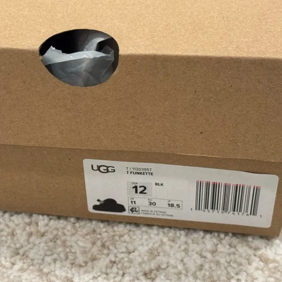 UGG Kids 12 Black Funkette Slippers- New in box
