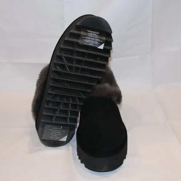 UGG NITA WOMEN'S SUEDE SHEARLING LINED SLIPPERS ANKLE BOOTS BLACK GRAY
