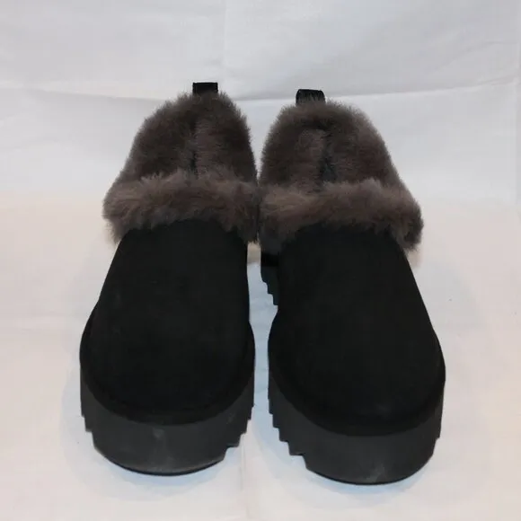 UGG NITA WOMEN'S SUEDE SHEARLING LINED SLIPPERS ANKLE BOOTS BLACK GRAY
