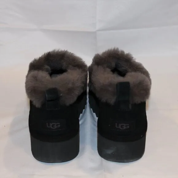 UGG NITA WOMEN'S SUEDE SHEARLING LINED SLIPPERS ANKLE BOOTS BLACK GRAY