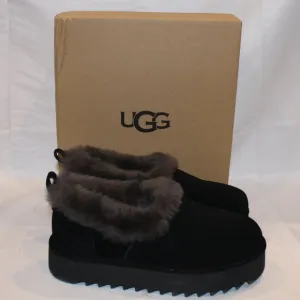 UGG NITA WOMEN'S SUEDE SHEARLING LINED SLIPPERS ANKLE BOOTS BLACK GRAY