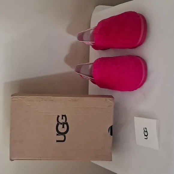 UGG Pink Fluffy Slippers
