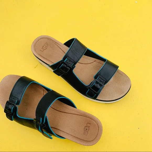UGG platform open sandals shoes Hanneli black 8 chunky beachy sport y2k
