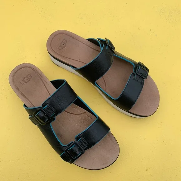 UGG platform open sandals shoes Hanneli black 8 chunky beachy sport y2k