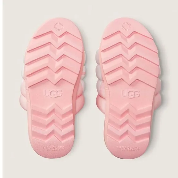 Ugg Puft Maxi Slide Bubblegum Pink Logo Quilted Platform Sandal Slide Slippers