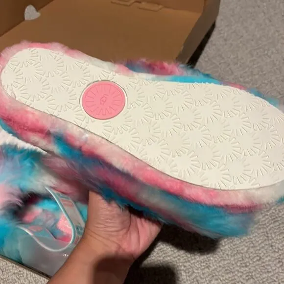 ugg rainbow fluffy slippers