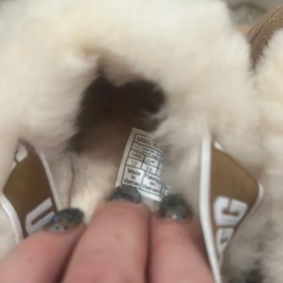 UGG Tan and Cream Sheepskin Funkette Slippers… new condition!