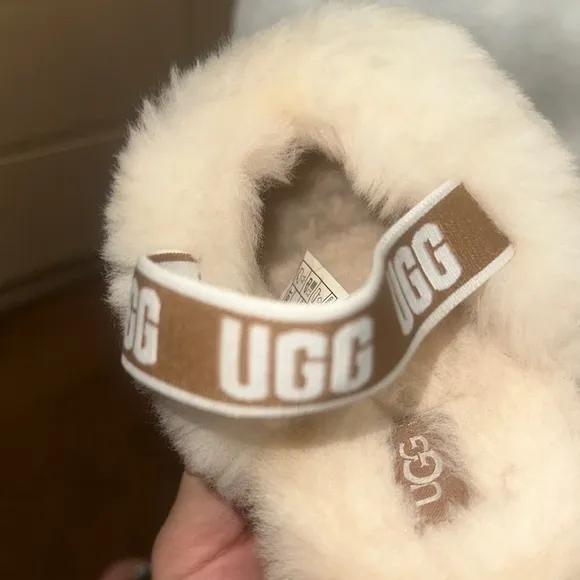 UGG Tan and Cream Sheepskin Funkette Slippers… new condition!