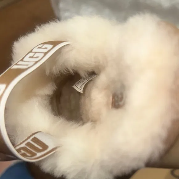 UGG Tan and Cream Sheepskin Funkette Slippers… new condition!