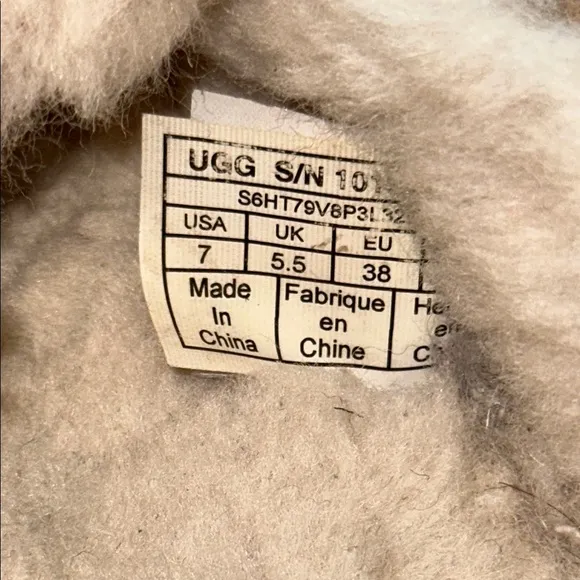 UGG Tan Suede Slippers with Fur Pom