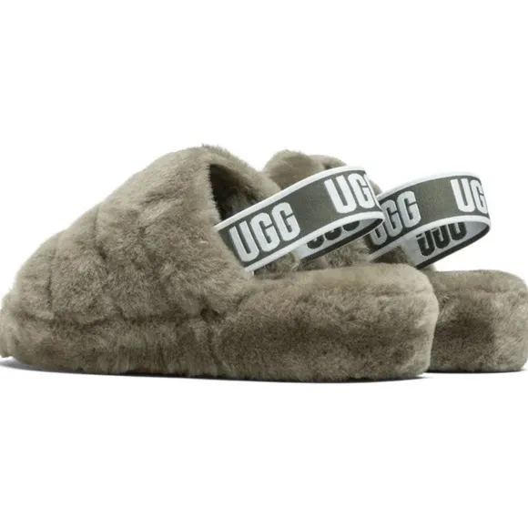 UGG Women's Fluffy Olive Slippers