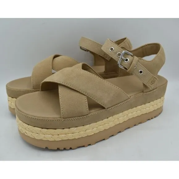 UGG Womens Size 10 Aubrey Ankle Strap Sand Platform Sandals Shoes