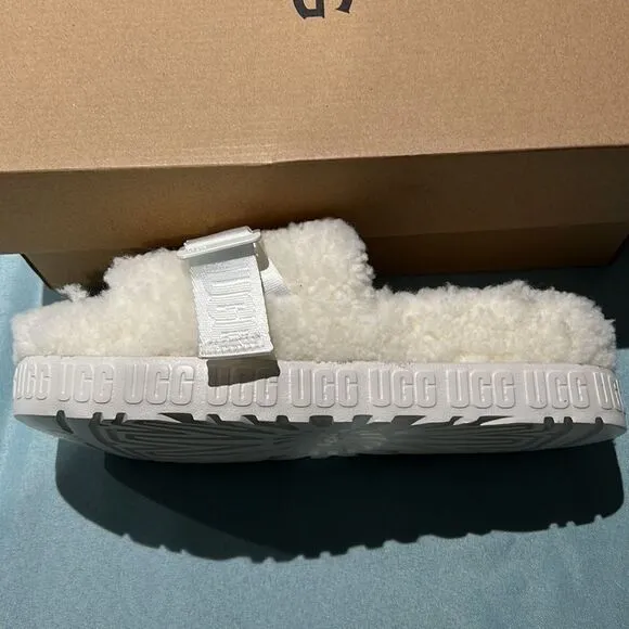 UGG Fluffita White Sheepskin Fluffy Sandals