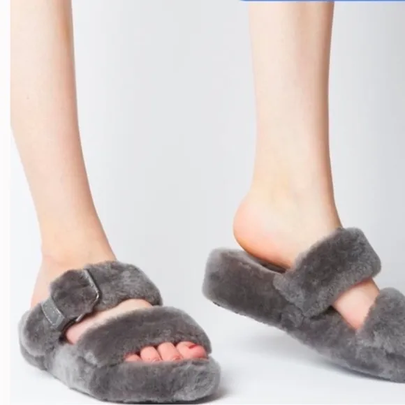 ✨UGG✨Fuzz Yeah Slide Slippers in Charcoal Grey