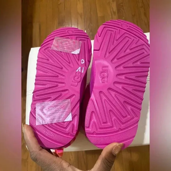 Uggs Kids Fluff Mini Quilted Zebra Kids Slippers Sz 3