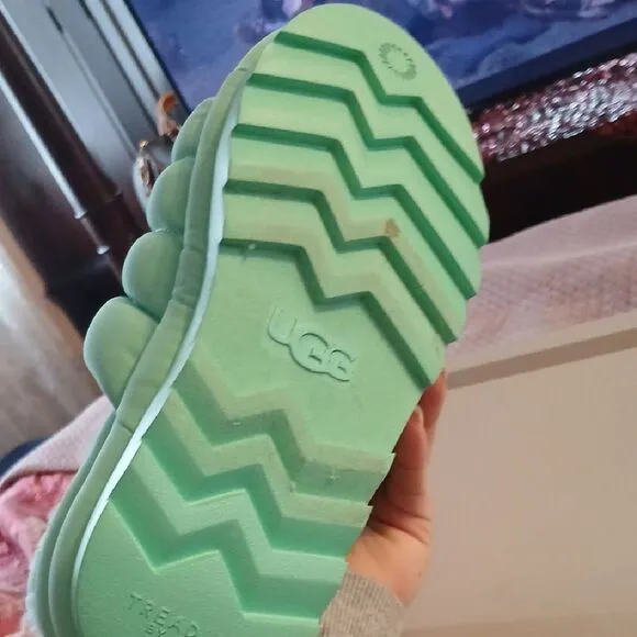 UGG Women's Mint Green Fluffy Slippers