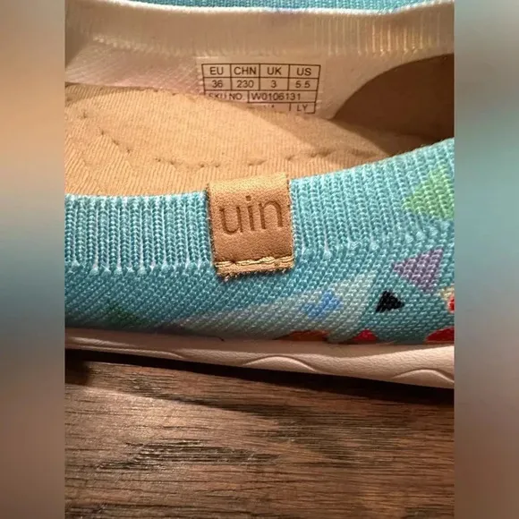 UIN Butterfly Multicolor Lightweight Round Toe Comfort Slip On Shoes Size 5.5