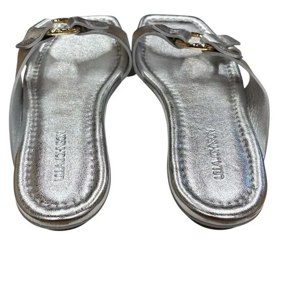 ULLA JOHNSON Anya Slide Shoes in Silver NWB Size 41