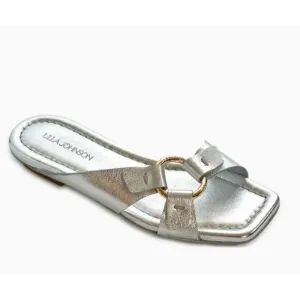 ULLA JOHNSON Anya Slide Shoes in Silver NWB Size 41