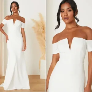 ULU's Bridal Wedding Chic Modern Sexy Minimalist Mermaid Trumpet Gown NWOT