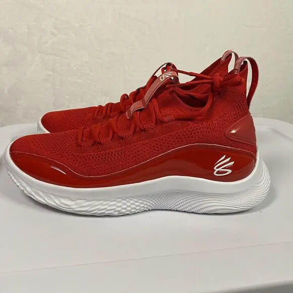 Under Armour Curry Flow‎ 8 Red Basketball Shoes Knit Performance Mens Size 10.5
