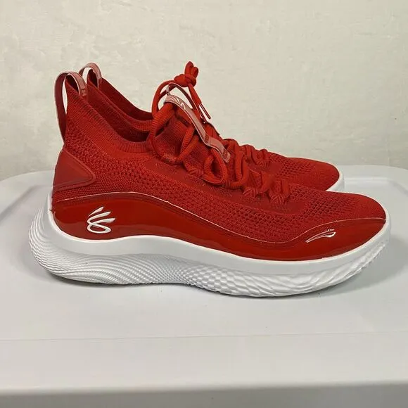 Under Armour Curry Flow‎ 8 Red Basketball Shoes Knit Performance Mens Size 10.5