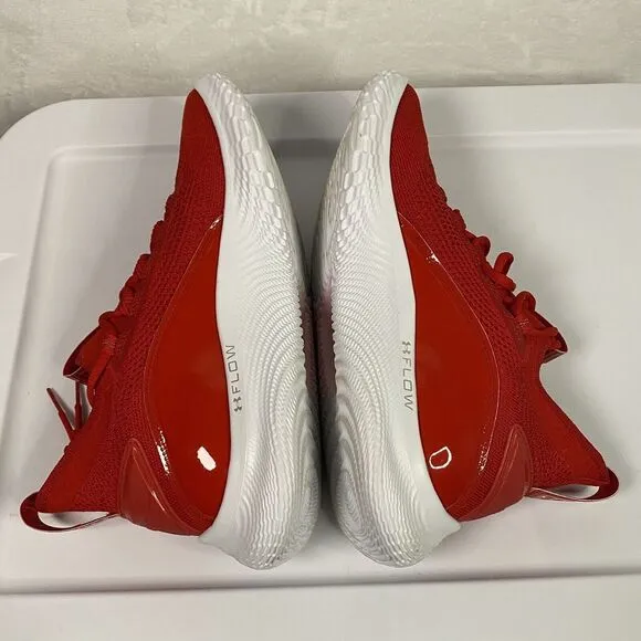 Under Armour Curry Flow‎ 8 Red Basketball Shoes Knit Performance Mens Size 10.5