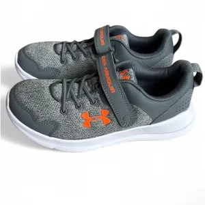 Under Armour Essentials Boys' Gray Orange Logo Shoes Size 2Y
