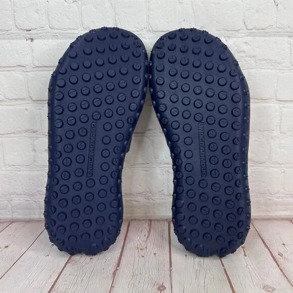 Under Armour Project Rock 3 Midnight Navy Flare Orange Slides Sz 10 3026034-403