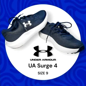 🆕Under Armour UA Surge 4 Men’s Running Shoes Size 9 👟 Navy White Cushion