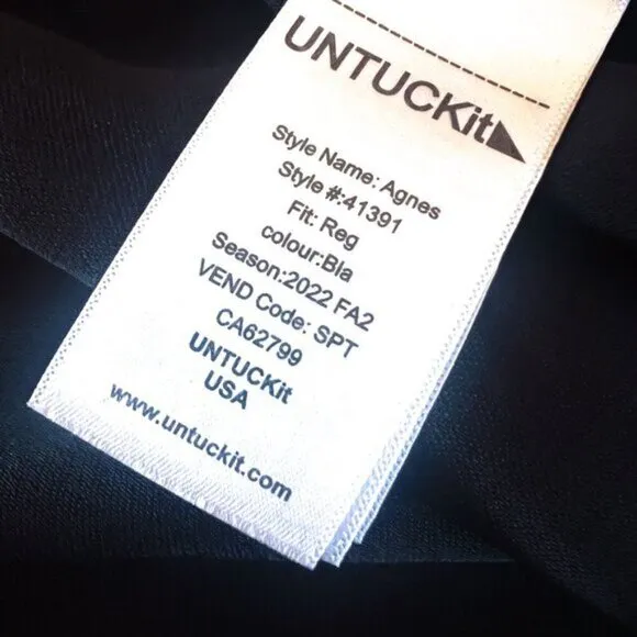 UnTuckIt Satin Black Wrap Agnes Dress Business Career Corporate Modern Large NWT