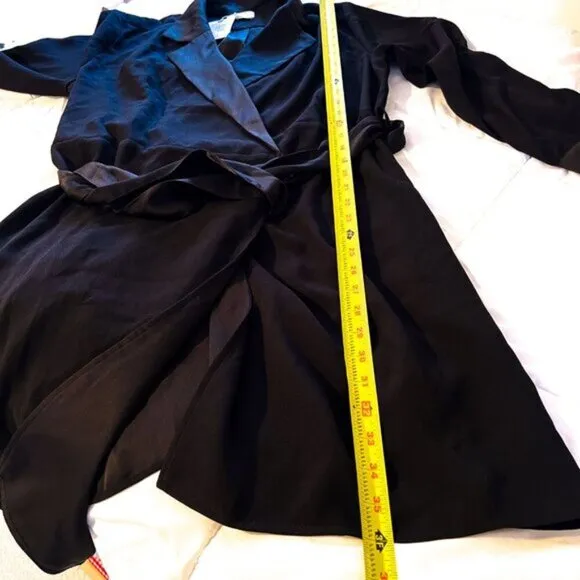 UnTuckIt Satin Black Wrap Agnes Dress Business Career Corporate Modern Large NWT