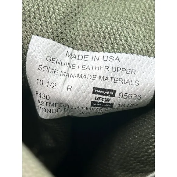 USA MADE UFCW Military Combat Boots Sz 10.5 Safety Toe Leather Canvas Tactical