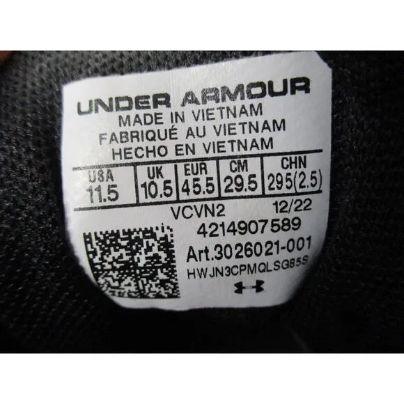 USED Under Armour Men's Tribase Reign 5 Running Shoes,black/gum-Size 11.5