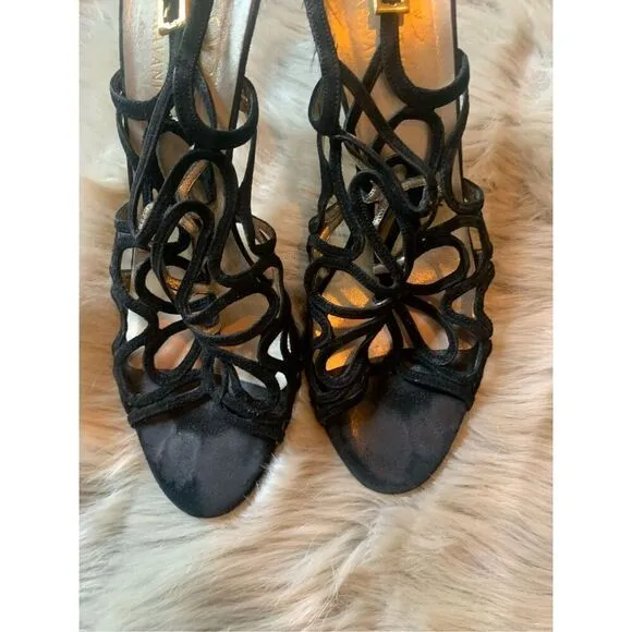 Valentino Black Suede Slingback Sandals Size 8/38