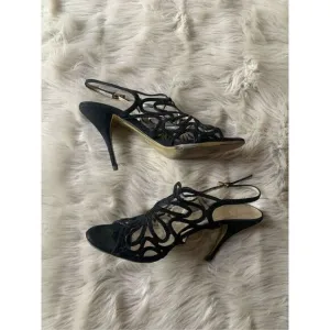 Valentino Black Suede Slingback Sandals Size 8/38