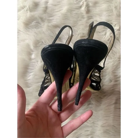 Valentino Black Suede Slingback Sandals Size 8/38