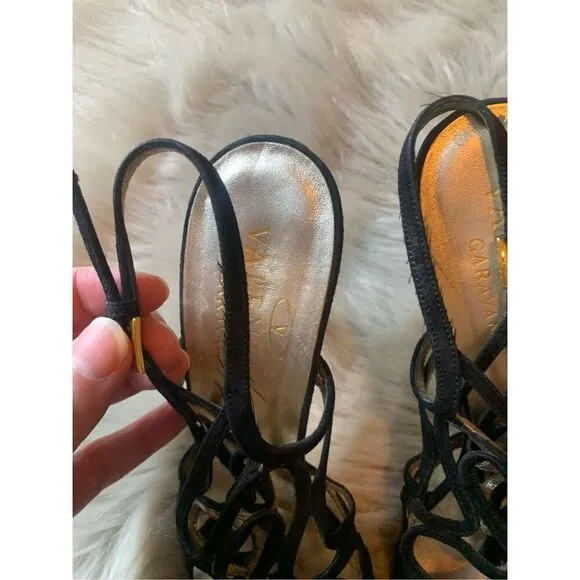 Valentino Black Suede Slingback Sandals Size 8/38