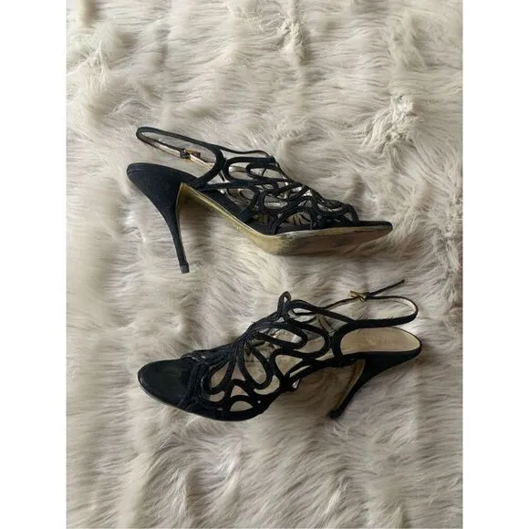 Valentino Black Suede Slingback Sandals Size 8/38