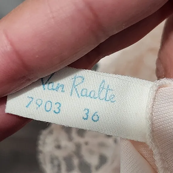 Van Raalte Vintage 60s Light Pink Lace Trim Lingerie Slip Dress Nightgown