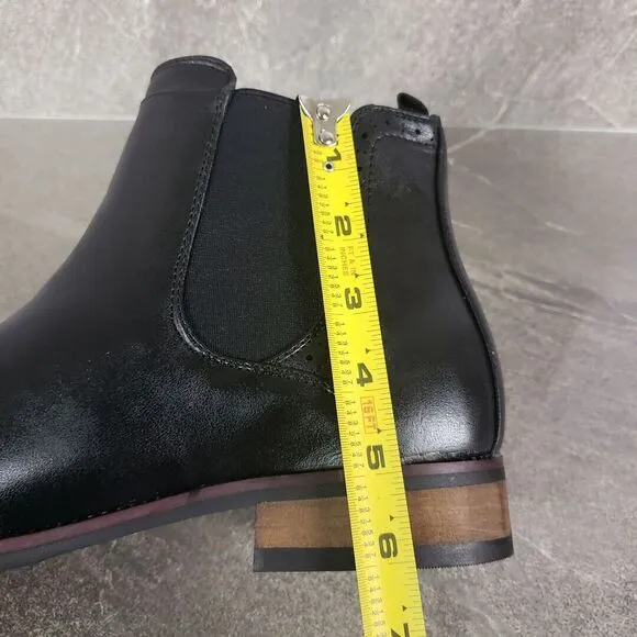 Vance Co Boots Mens 9.5 Wide Black Garrett Cap Toe Chelsea Shoes