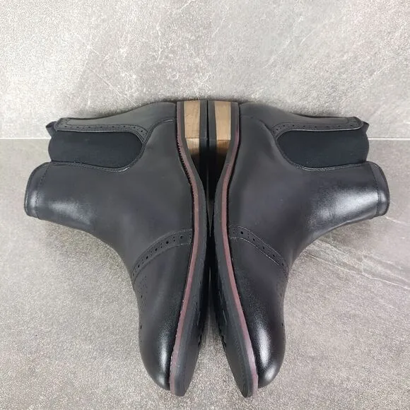 Vance Co Boots Mens 9.5 Wide Black Garrett Cap Toe Chelsea Shoes