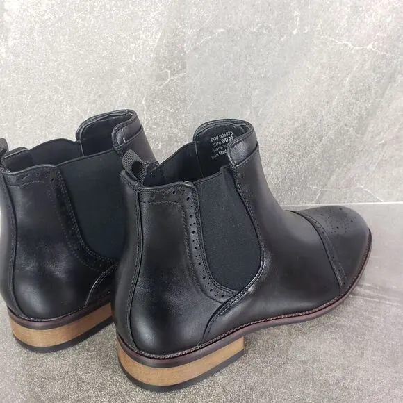 Vance Co Boots Mens 9.5 Wide Black Garrett Cap Toe Chelsea Shoes