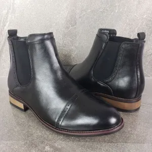 Vance Co Boots Mens 9.5 Wide Black Garrett Cap Toe Chelsea Shoes