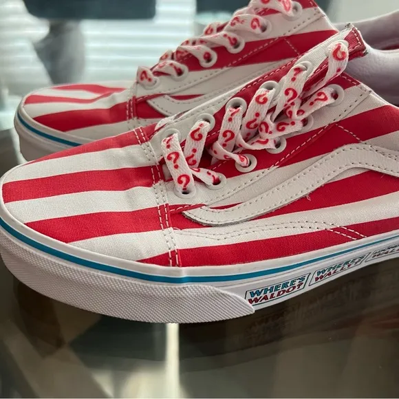 Vans &amp; Where’s Waldo Collab Sneakers, Red &amp; White in Size 7.5M